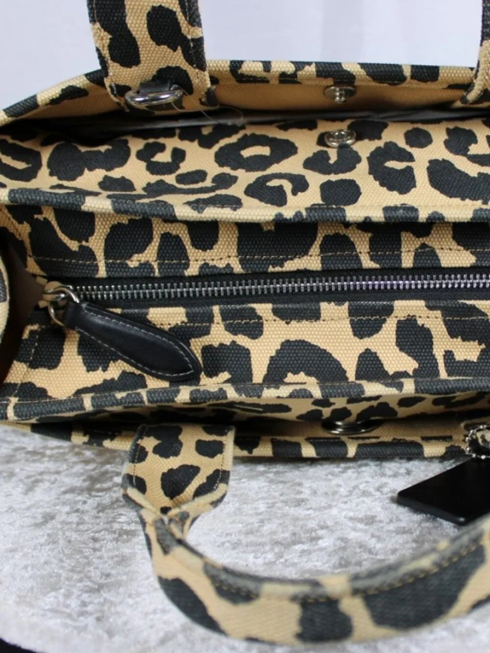 Coach New York Leopard Print Canvas Tote / Crossbody Bag